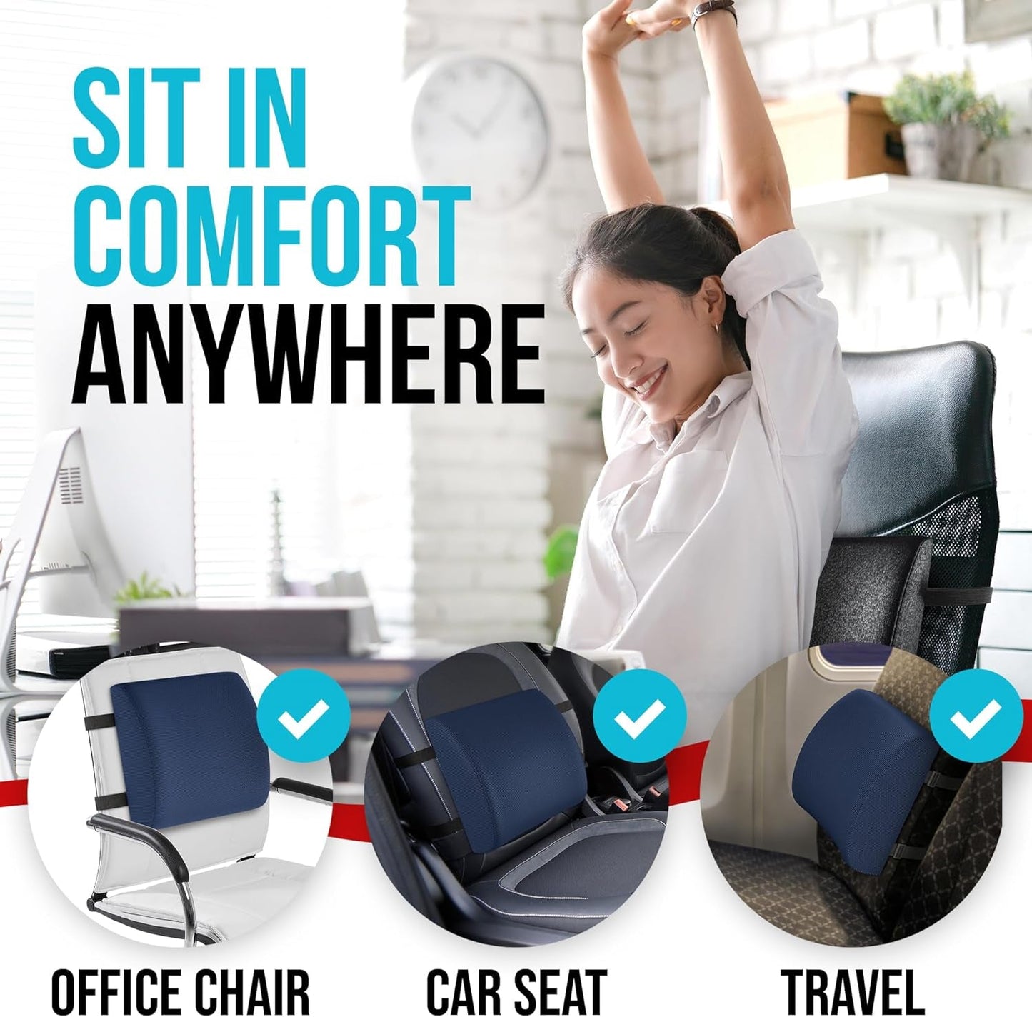 Cojín de asiento y soporte lumbar para silla de oficina, cojín para silla de escritorio,